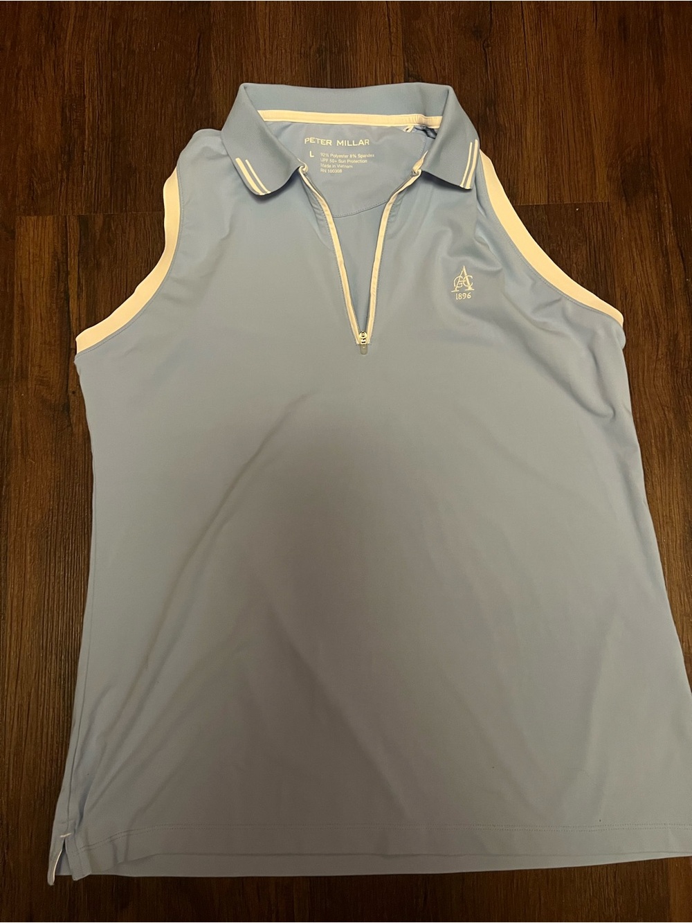 Peter Millar Sleeveless Polo - Light Blue with White Trim